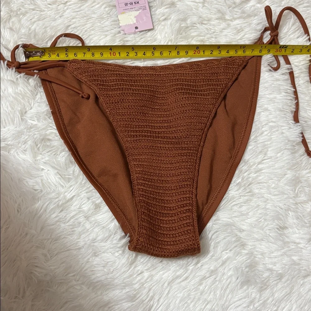 NWT Wild Fable Brown Low Rise High Leg Cheeky Swim Bottoms Only XS